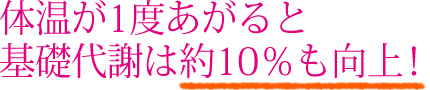 体温が1度あがると基礎代謝は約10％も向上！