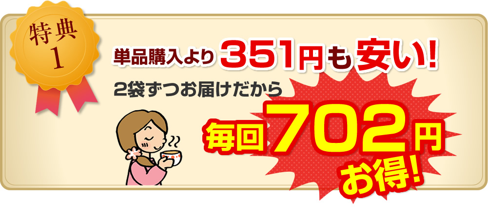 特典1：毎回702円お得！