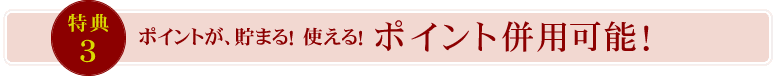 特典3、ポイントが、貯まる！ 使える！ポイント併用可能！